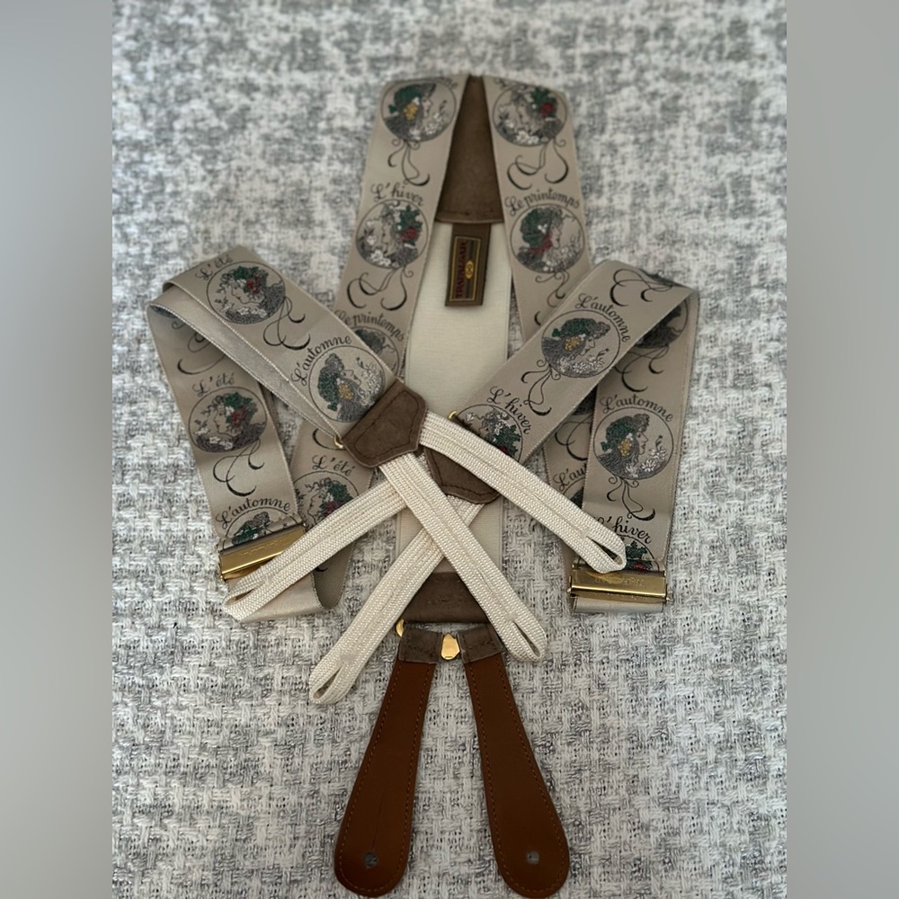 Vintage Limited Edition Trafalgar 100% Silk French Seasons Braces, Gently Used - Picture 7 of 9